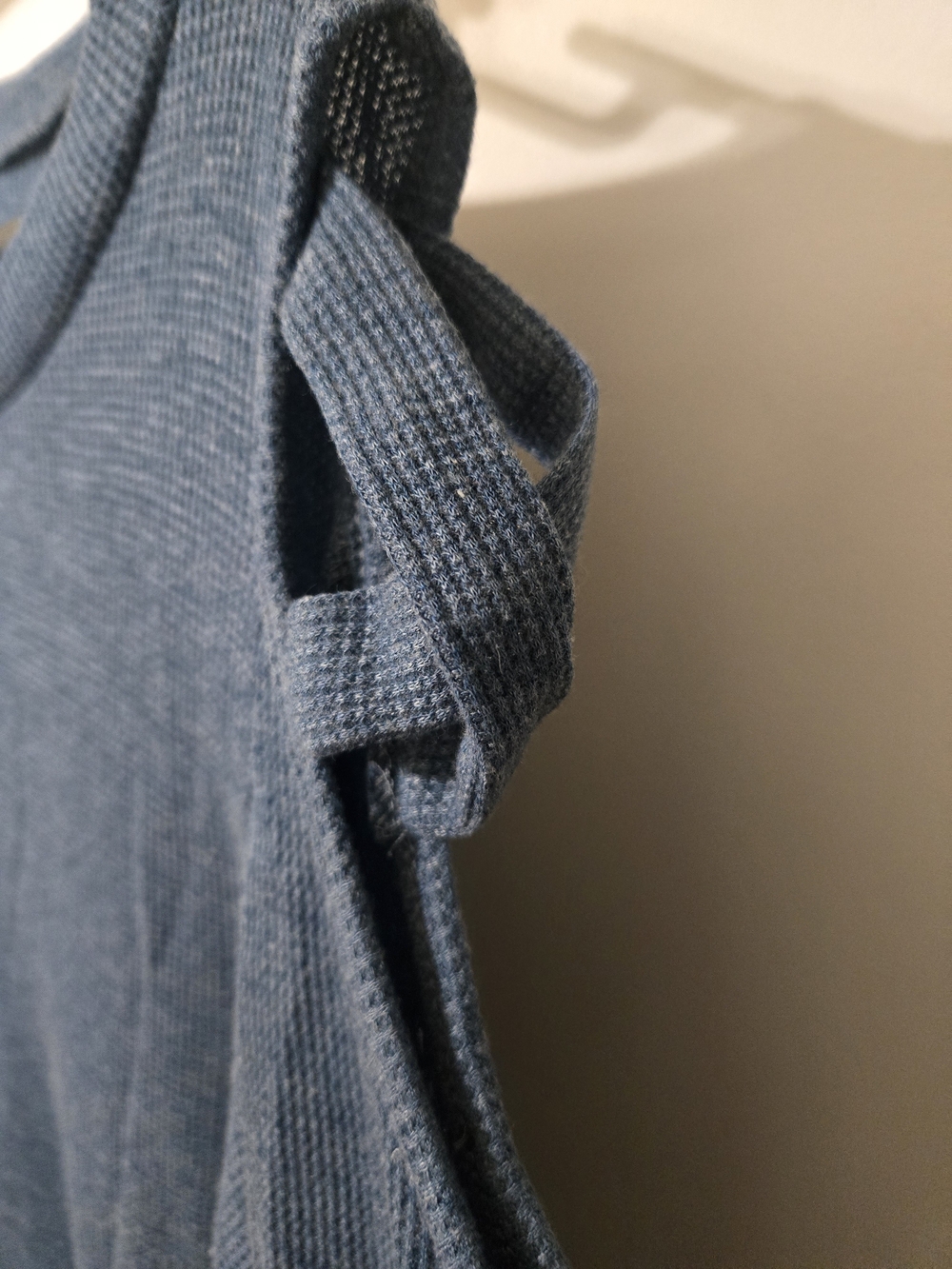 First Love Blue Cold-Shoulder Ribbed Knit Top - Picture 2 of 4